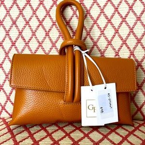 German Fuentes 100% Italian leather wristlet in camel